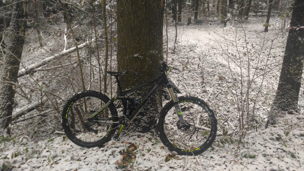 на велосипеде по снегу