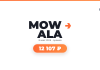 Promotional card with 'MOW ALA' and orange arrow, showing date May 8, 2026 and earnings ₽12,107 for a live stream.