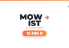 Brand banner for MOWIST with orange arrow, date 20 май 2026, and a rounded orange button showing 12 509 ₽.